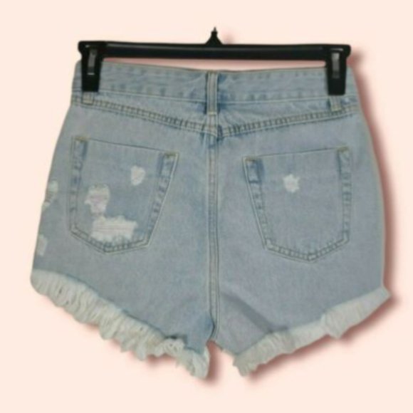 Superdown Scarlett Revolve Denim Jean Shorts Distressed Frayed Ripped Size 28 - Picture 5 of 8